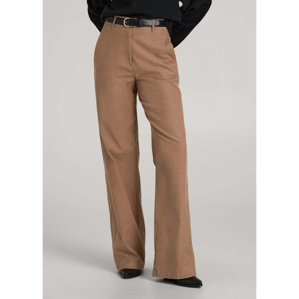 American Tall High Rise Wide Leg Flat Front Chinos for Tall Women in Fawn Size 1
